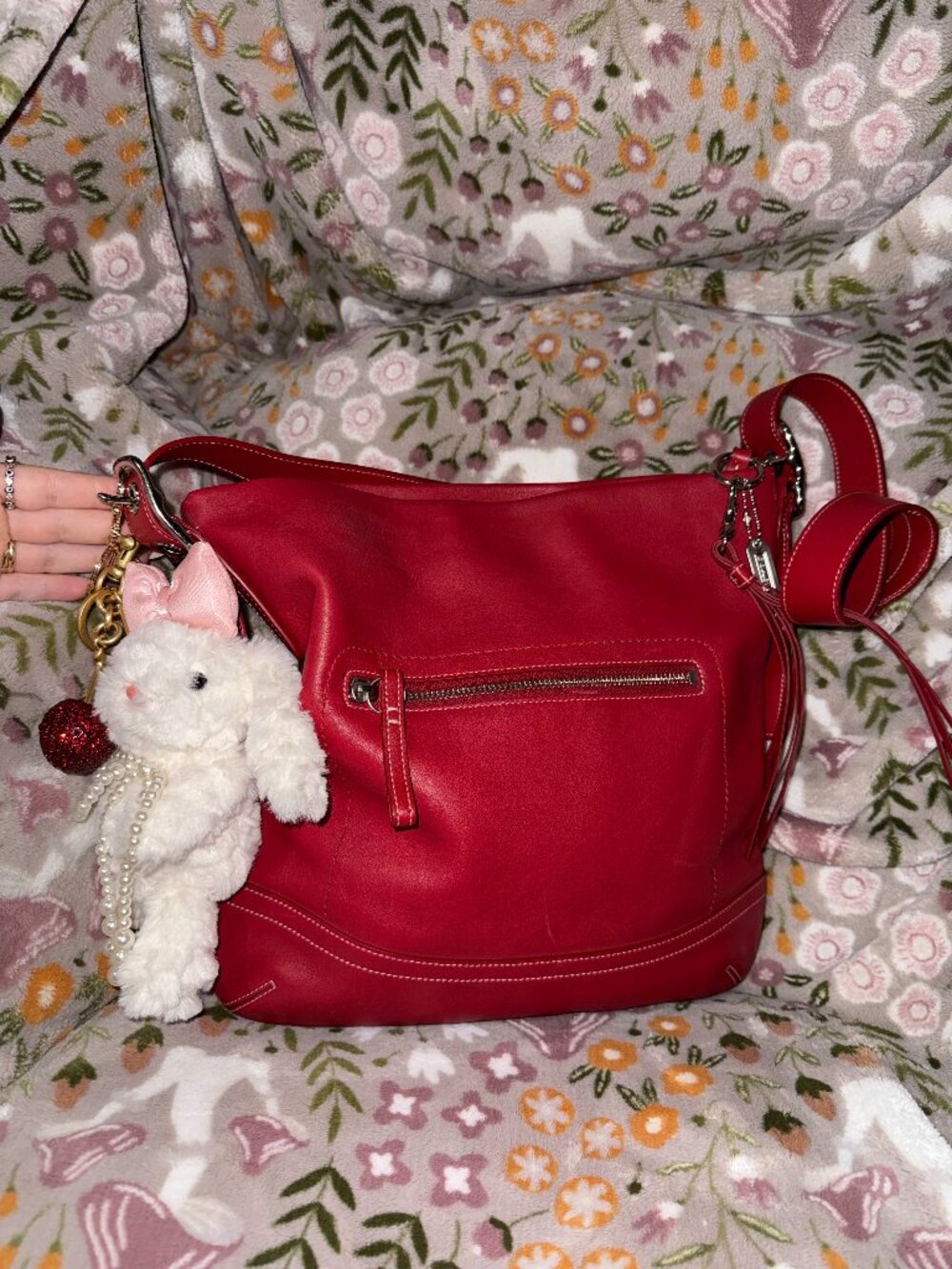 Coach legacy style boho bag in red